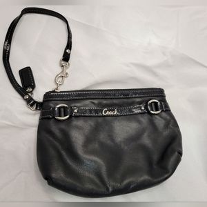 Black  leather coach wristlet